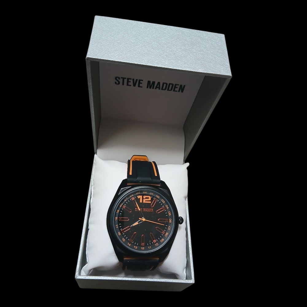Steve Madden Black and Orange Watch